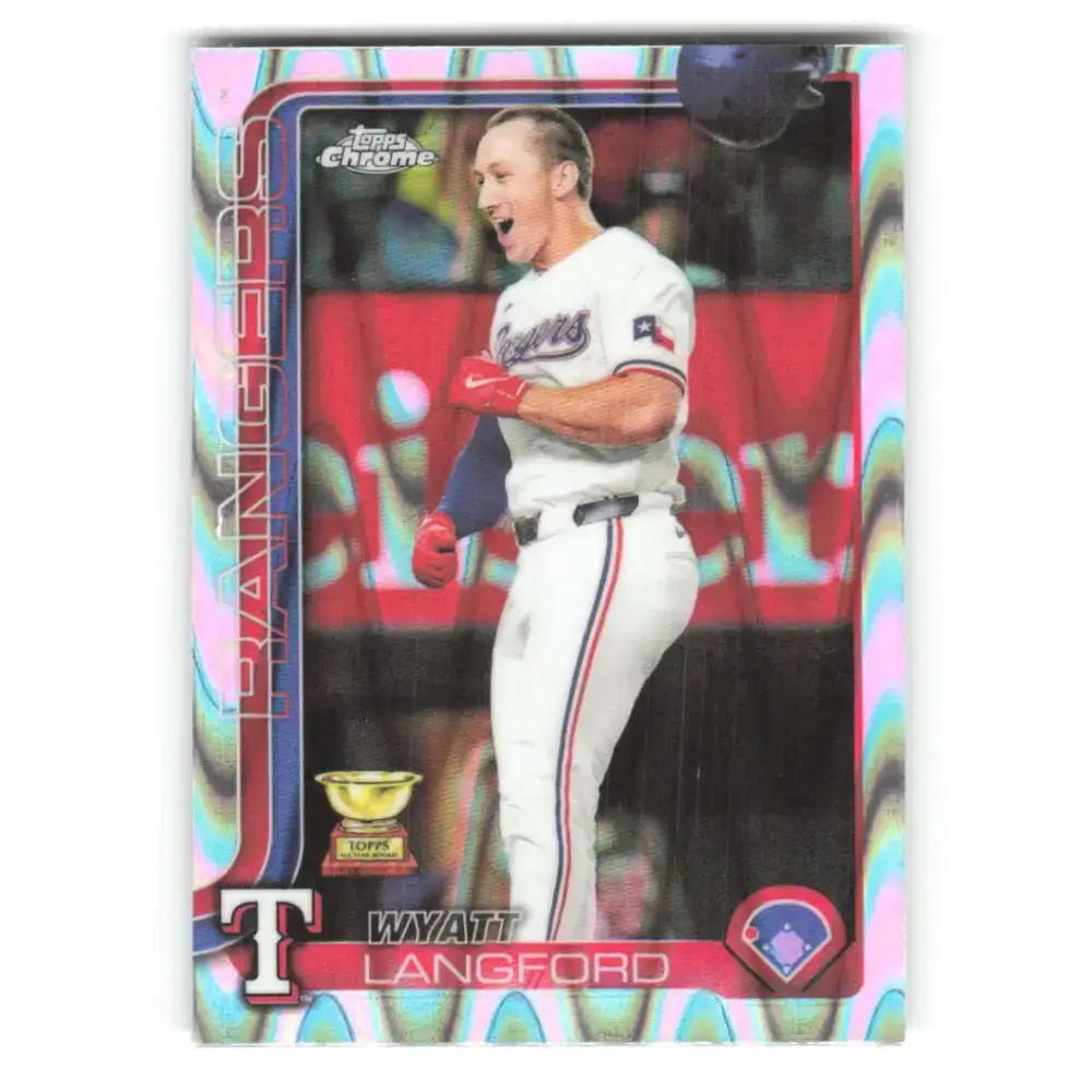 2025 topps Chrome RayWave Refractor #68 Wyatt Langford NM-MT Texas Rangers Baseball Card - Baseball Card Single