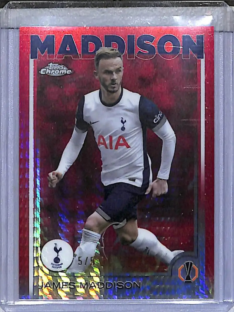 2025 Topps Chrome Red #45 James Maddison NM-MT 5/5 Tottenham Hotspur - Soccer Card Single