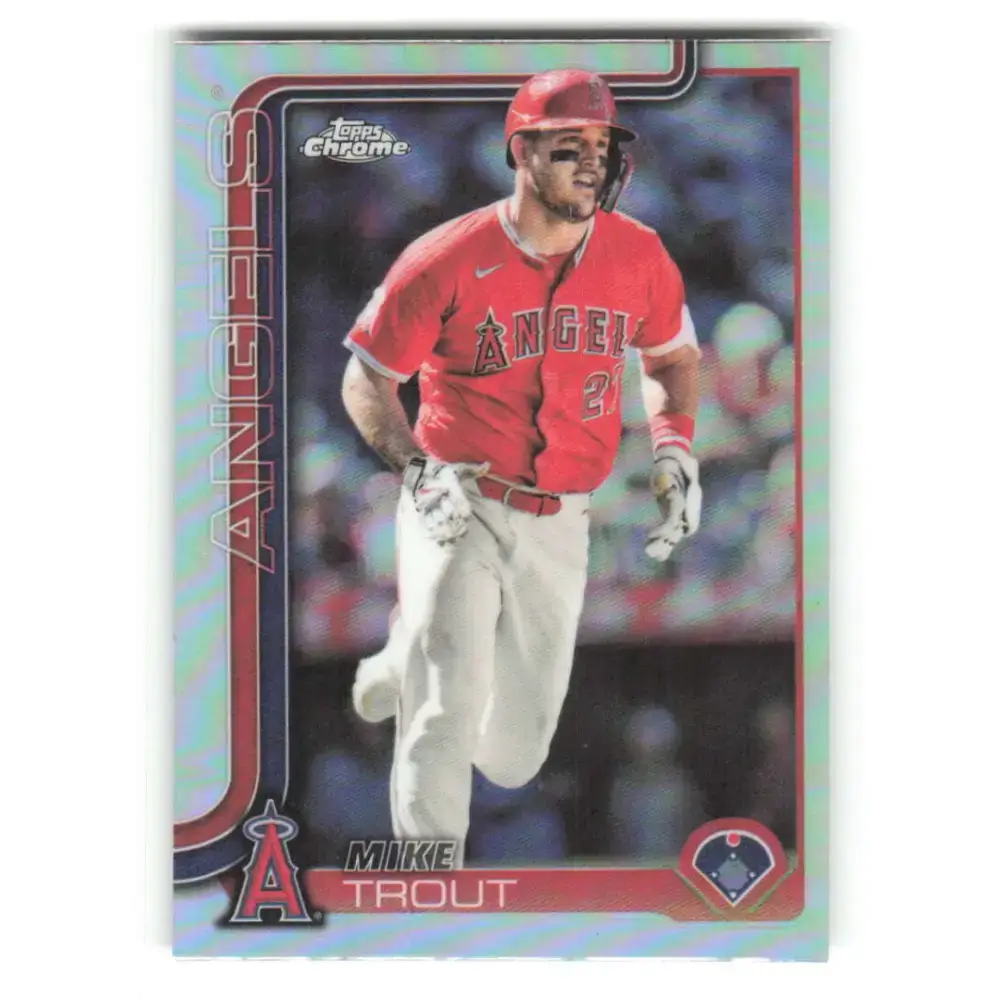 2025 topps Chrome Refractor #100 Mike Trout NM-MT Los Angeles Angels Baseball Card - Baseball Card Single