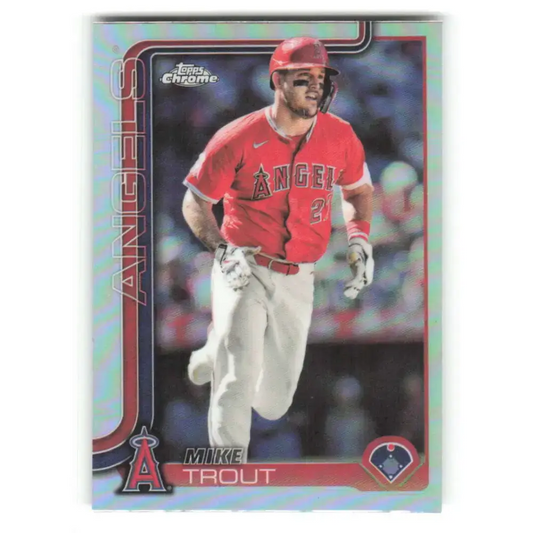 2025 topps Chrome Refractor #100 Mike Trout NM-MT Los Angeles Angels Baseball Card - Baseball Card Single
