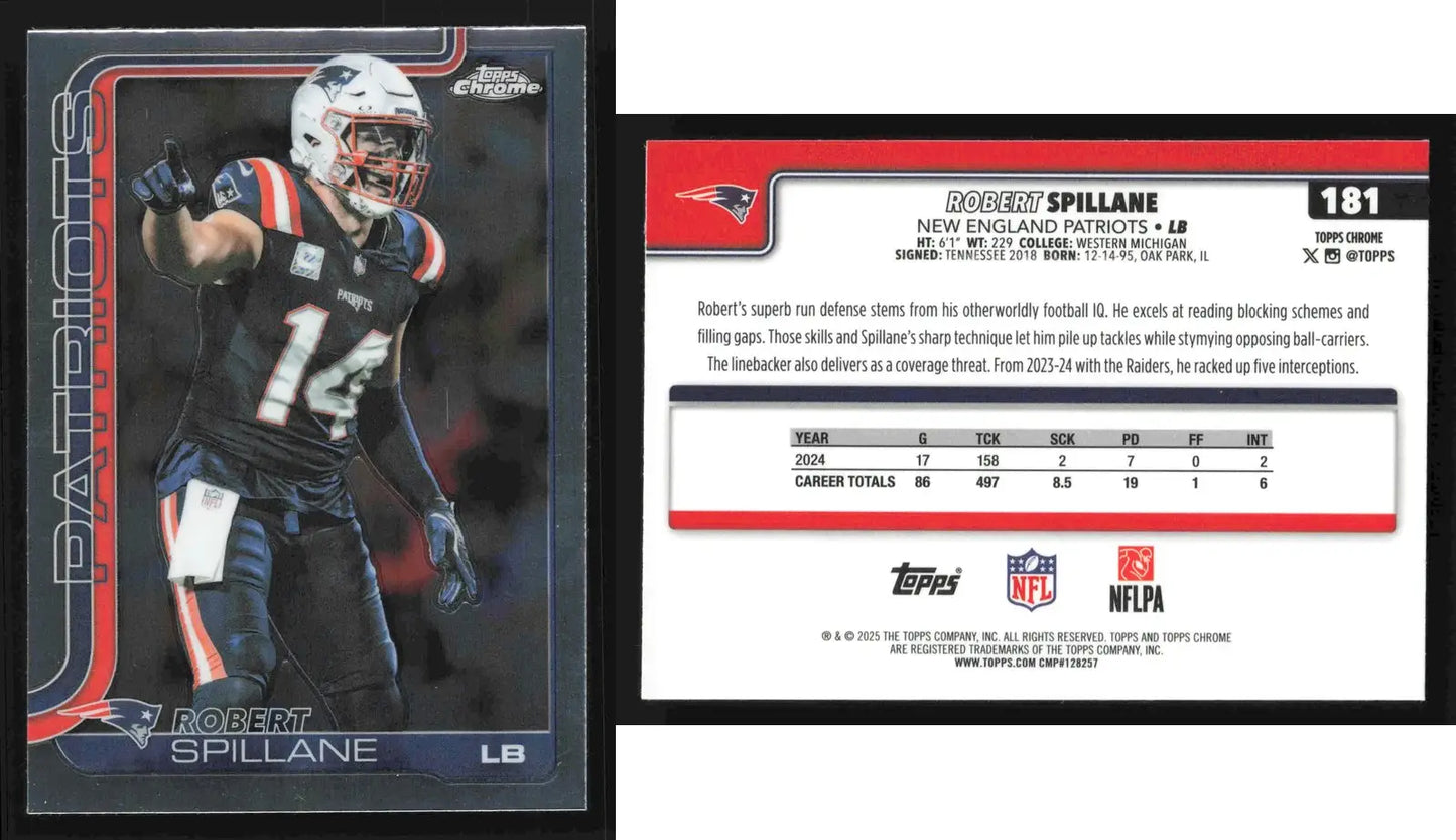 2025 Topps Chrome ROBERT SPILLANE #181 New England Patriots - Football Card Single
