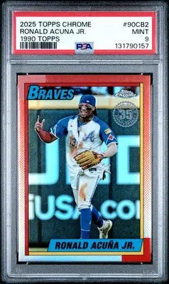 2025 Topps Chrome Ronald Acuña Jr. 1990 Topps #90CB2 PSA 9 MINT Braves - Baseball Card Single