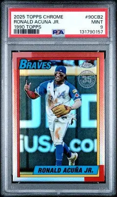 2025 Topps Chrome Ronald Acuña Jr. 1990 Topps #90CB2 PSA 9 MINT Braves - Baseball Card Single