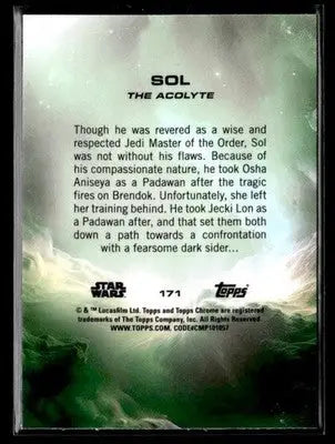 2025 Topps Chrome Sapphire Edition Star Wars #171 Sol Debut - Star Wars Card Single
