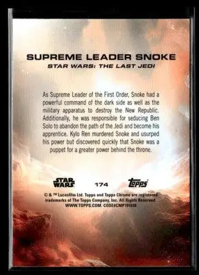 2025 Topps Chrome Sapphire Edition Star Wars #174 Supreme Leader Snoke - Star Wars Card Single