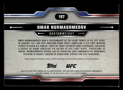 2025 Topps Chrome Sapphire Edition UFC #107 Umar Nurmagomedov - UFC/MMA Card Single