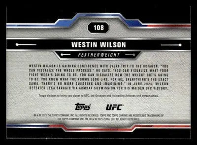 2025 Topps Chrome Sapphire Edition UFC #108 Westin Wilson - UFC/MMA Card Single