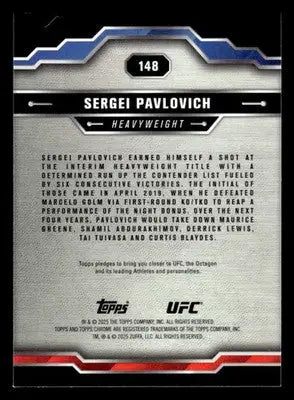 2025 Topps Chrome Sapphire Edition UFC #148 Sergei Pavlovich - UFC/MMA Card Single