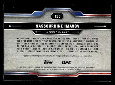 2025 Topps Chrome Sapphire Edition UFC #155 Nassourdine Imavov - UFC/MMA Card Single