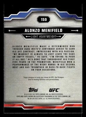 2025 Topps Chrome Sapphire Edition UFC #159 Alonzo Menifield - UFC/MMA Card Single