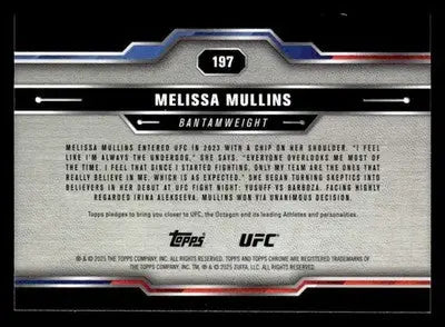 2025 Topps Chrome Sapphire Edition UFC #197 Melissa Mullins - UFC/MMA Card Single