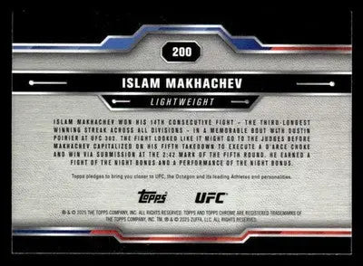 2025 Topps Chrome Sapphire Edition UFC #200 Islam Makhachev - UFC/MMA Card Single