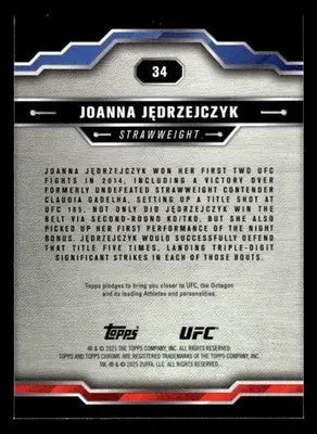 2025 Topps Chrome Sapphire Edition UFC #34 Joanna Jędrzejczyk - UFC/MMA Card Single