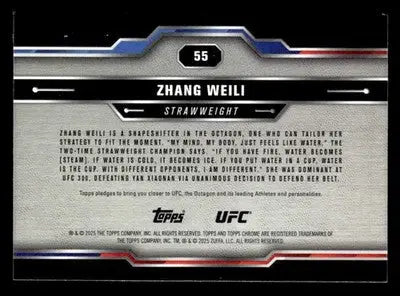 2025 Topps Chrome Sapphire Edition UFC #55 Zhang Weili - UFC/MMA Card Single