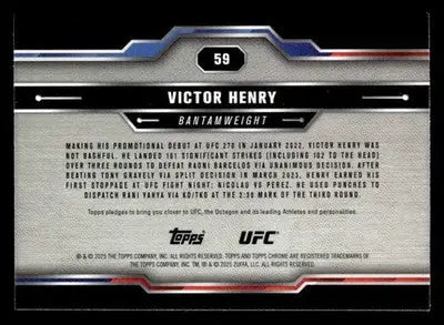 2025 Topps Chrome Sapphire Edition UFC #59 Victor Henry - UFC/MMA Card Single