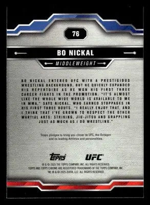 2025 Topps Chrome Sapphire Edition UFC #76 Bo Nickal - UFC/MMA Card Single