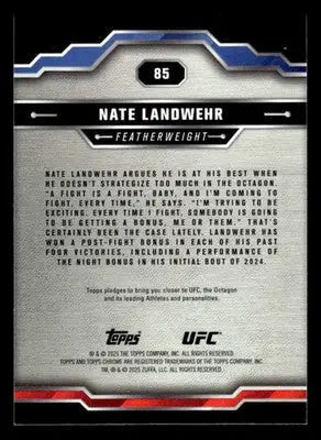 2025 Topps Chrome Sapphire Edition UFC #85 Nate Landwehr - UFC/MMA Card Single