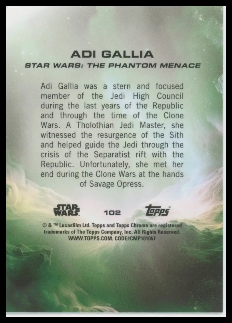 2025 Topps Chrome Star Wars Adi Gallia #102 Phantom Menace Trading Card - Star Wars Card Single