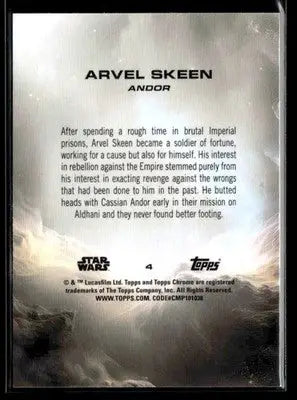 2025 Topps Chrome Star Wars Arvel Skeen #4 Andor - Star Wars Card Single
