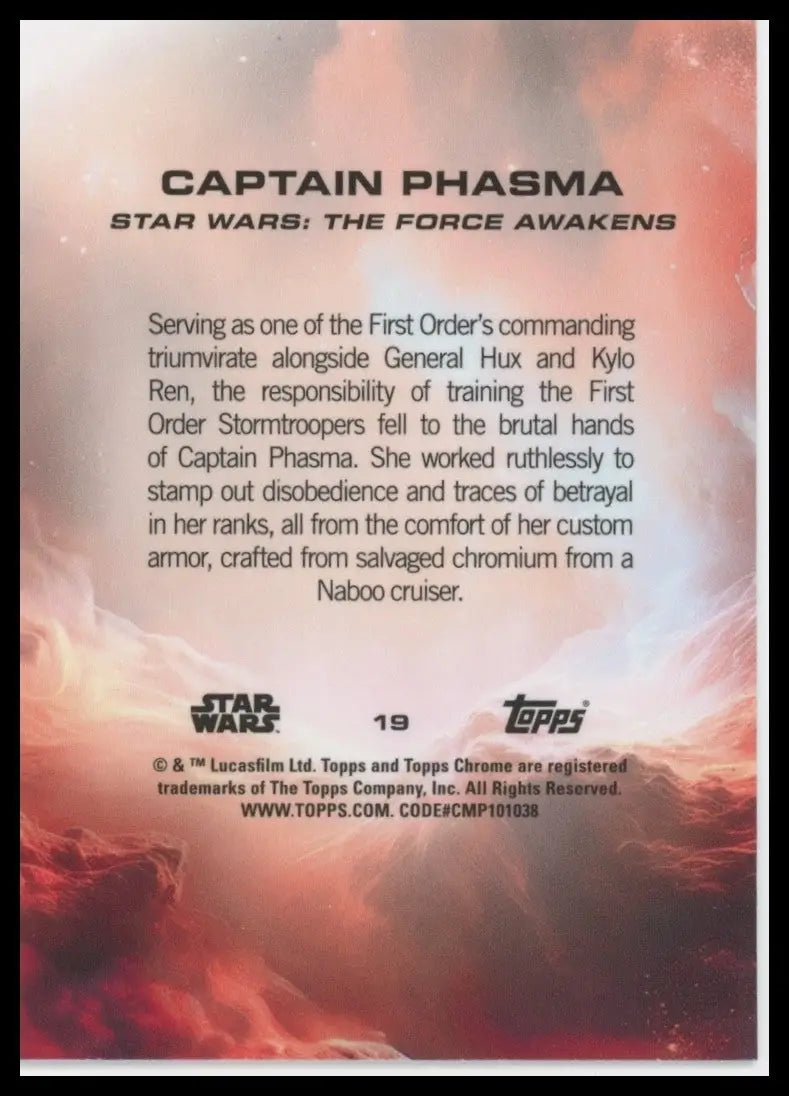 2025 Topps Chrome Star Wars Captain Phasma #19 Force Awakens Trading Card - Star Wars Card Single