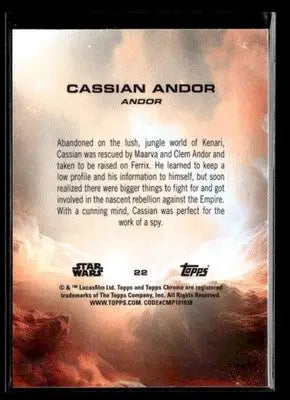 2025 Topps Chrome Star Wars Cassian Andor #22 Prism Refractor Andor - Star Wars Card Single