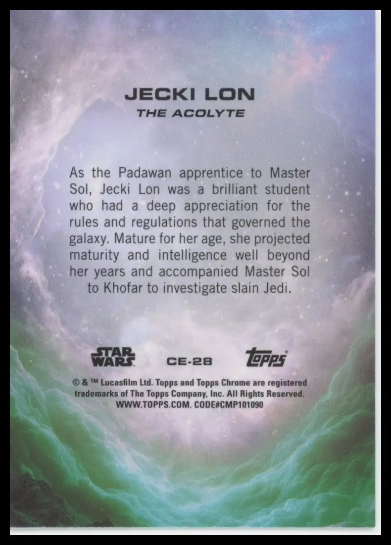 2025 Topps Chrome Star Wars Costco Jecki Lon Debut #CE-28 Acolyte Trading Card - Star Wars Card Single