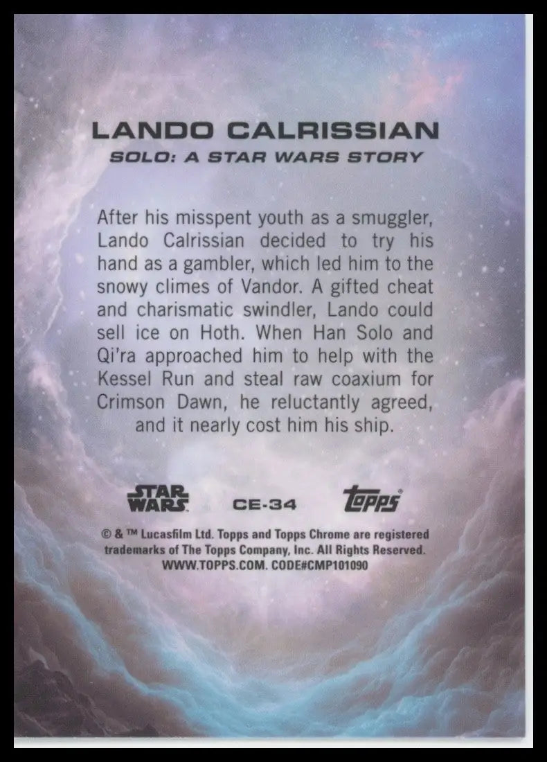 2025 Topps Chrome Star Wars Costco Lando Calrissian #CE-34 Solo Trading Card - Star Wars Card Single