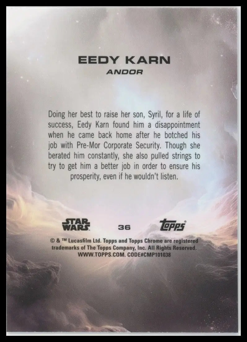 2025 Topps Chrome Star Wars Eedy Karn Debut #36 Andor Trading Card - Star Wars Card Single