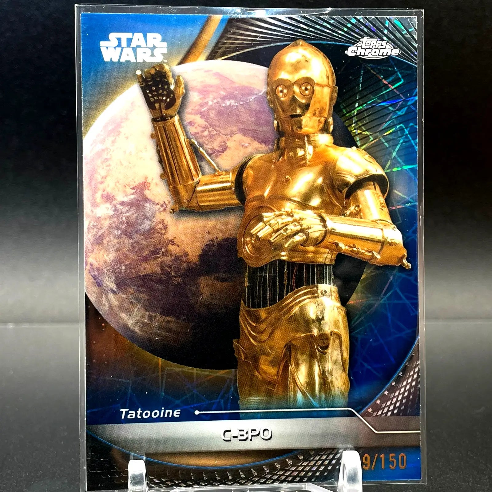 2025 Topps Chrome Star Wars Hyperspace Tatooine Blue Lazer /150 C-3PO CG01