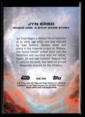2025 Topps Chrome Star Wars Jyn Erso #CE-30 Costco Exclusive - Star Wars Card Single