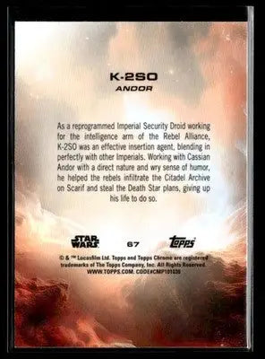 2025 Topps Chrome Star Wars K-2SO #67 Andor - Star Wars Card Single