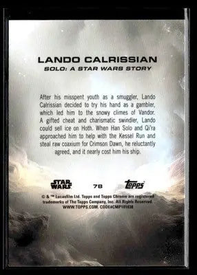 2025 Topps Chrome Star Wars Lando Calrissian #78 Solo - Star Wars Card Single