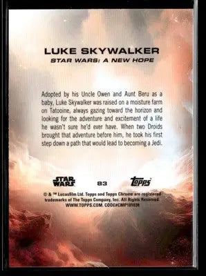 2025 Topps Chrome Star Wars Luke Skywalker #83 A New Hope