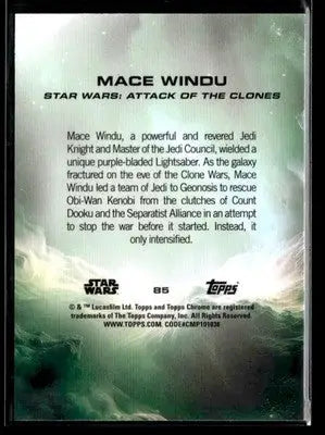 2025 Topps Chrome Star Wars Mace Windu #85 Attack of the Clones - Star Wars Card Single