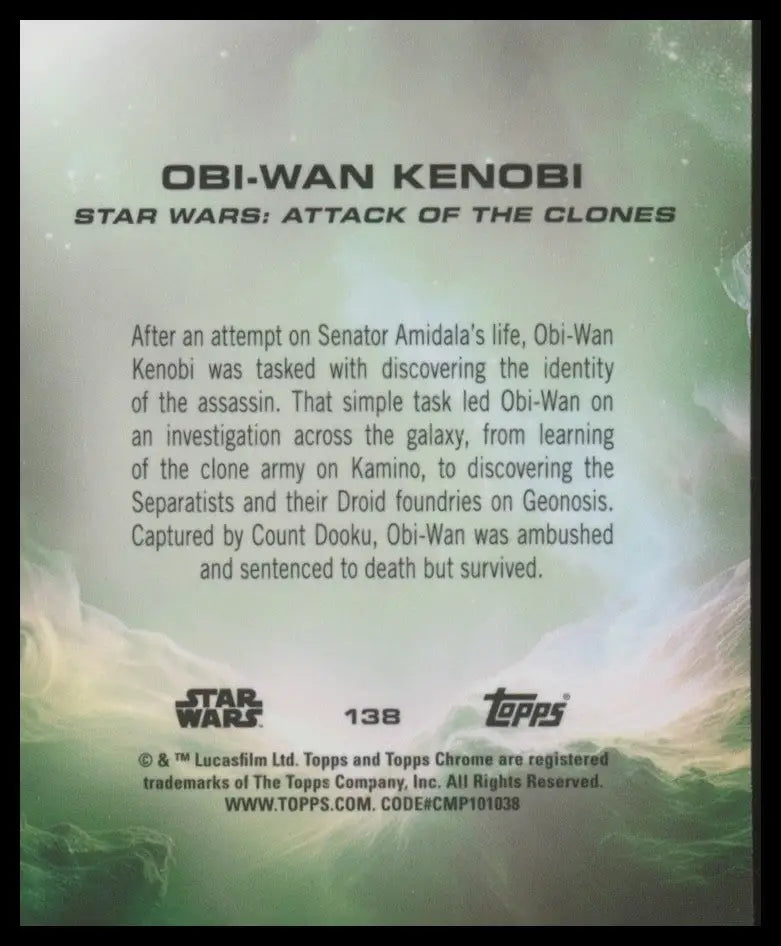 2025 Topps Chrome Star Wars Obi Wan Kenobi #138 Attack of the Clones Card - Star Wars Card Single