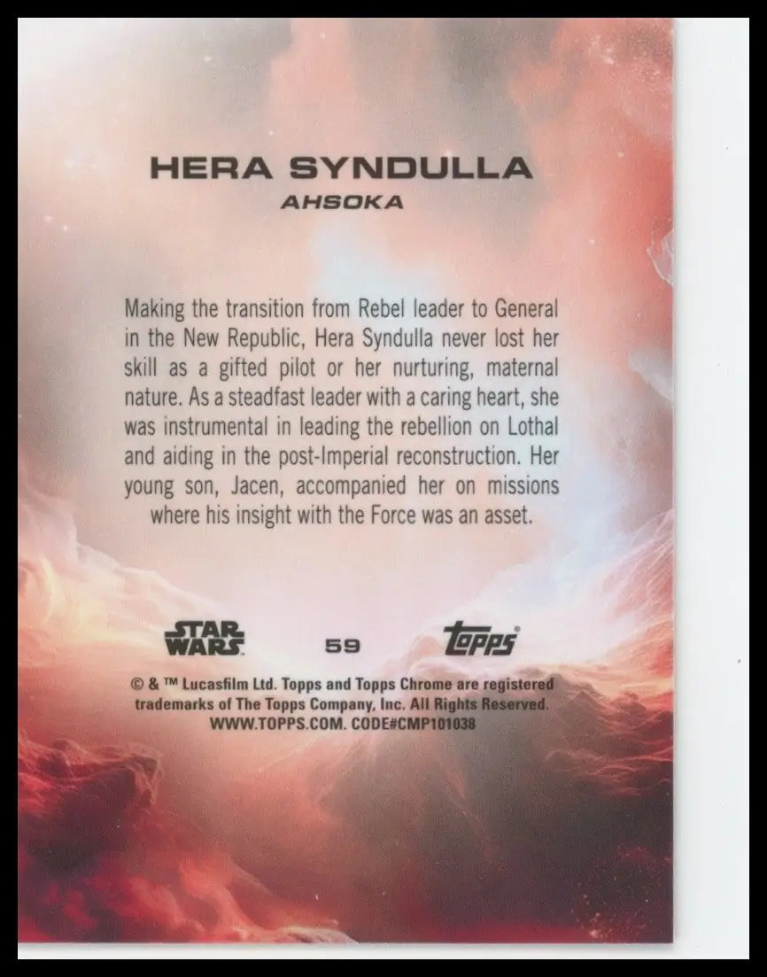 2025 Topps Chrome Star Wars Ray Wave Refactor Hera Syndulla #59 Ahsoka Card - Star Wars Card Single