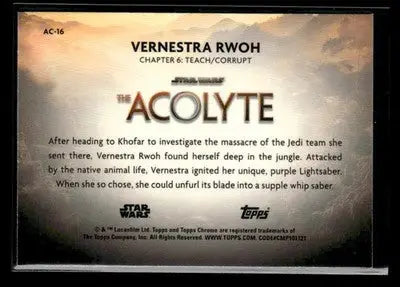 2025 Topps Chrome Star Wars Vernestra Rwoh #AC-16 Acolyte - Star Wars Card Single