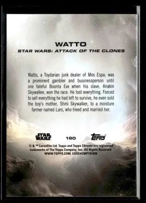 2025 Topps Chrome Star Wars Watto #190 Attack of the Clones - Star Wars Card Single