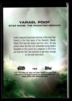 2025 Topps Chrome Star Wars Yarael Poof #196 The Phantom Menace - Star Wars Card Single