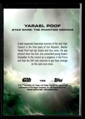 2025 Topps Chrome Star Wars Yarael Poof #196 The Phantom Menace - Star Wars Card Single