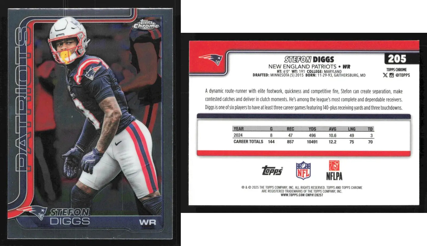 2025 Topps Chrome STEFON DIGGS #205 New England Patriots - Football Card Single