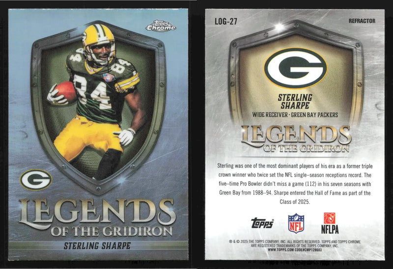 2025 Topps Chrome STERLING SHARPE #LOG-27 Legends of the Gridiron Refractor - Football Card Single