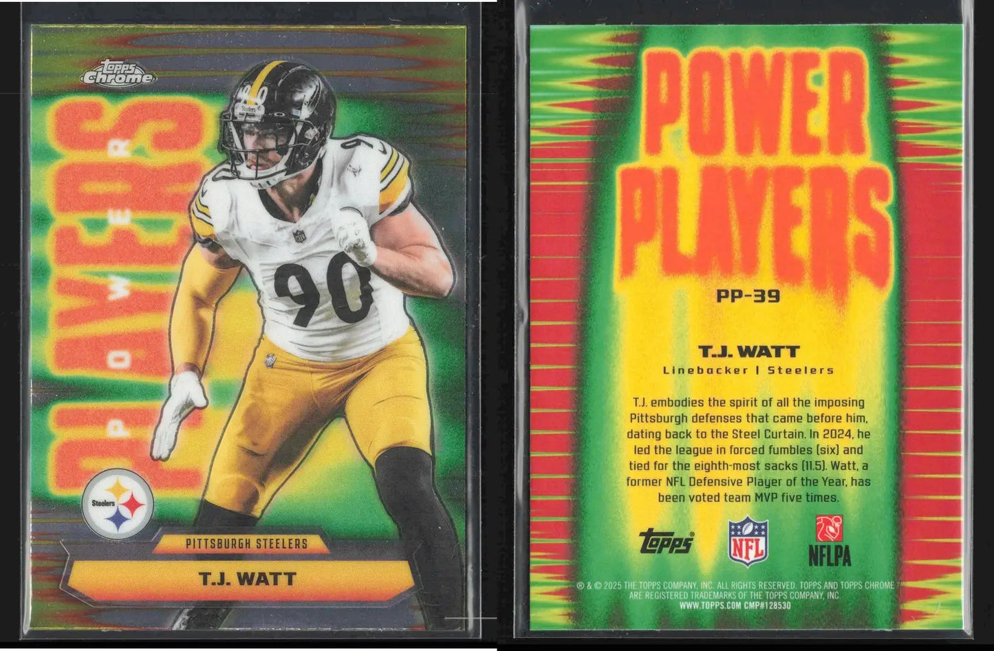 2025 Topps Chrome T.J. WATT #PP-39 Power Players Pittsburgh Steelers - Football Card Single