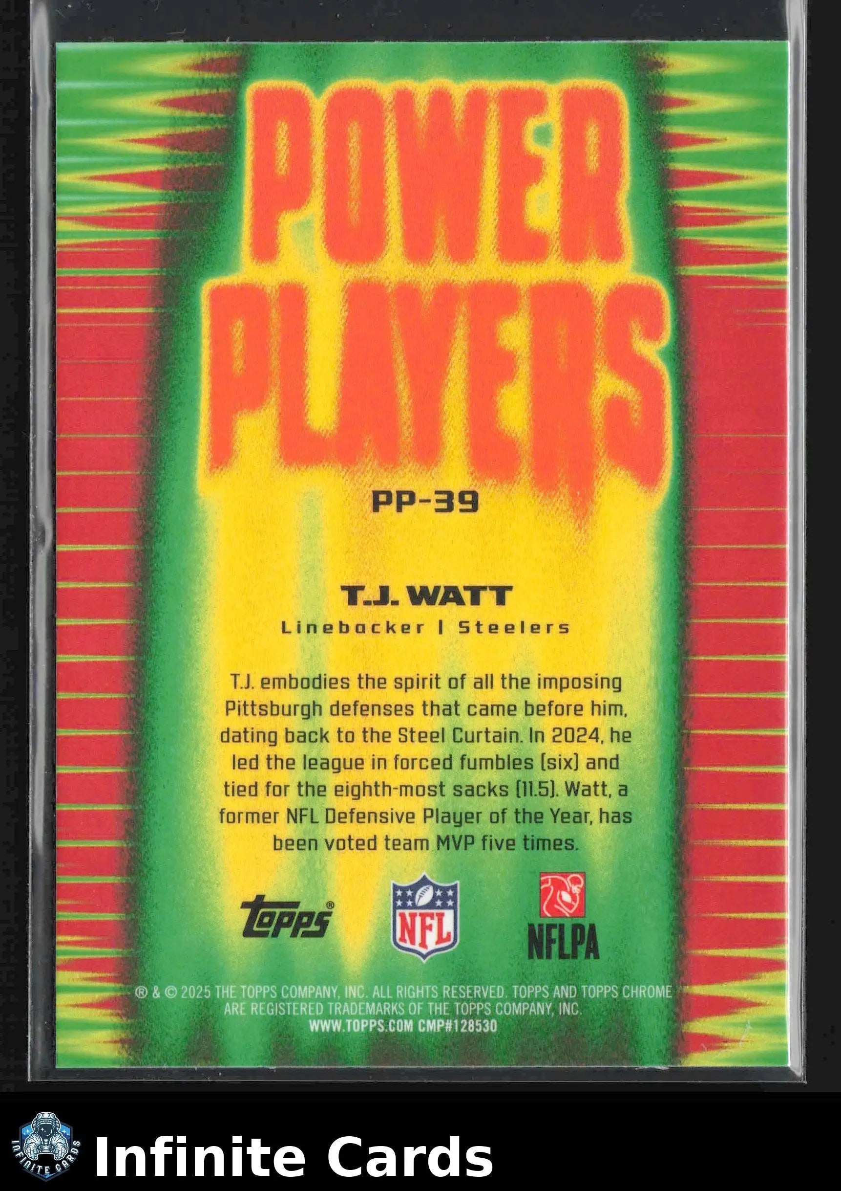 2025 Topps Chrome T.J. WATT #PP-39 Power Players Pittsburgh Steelers - Football Card Single