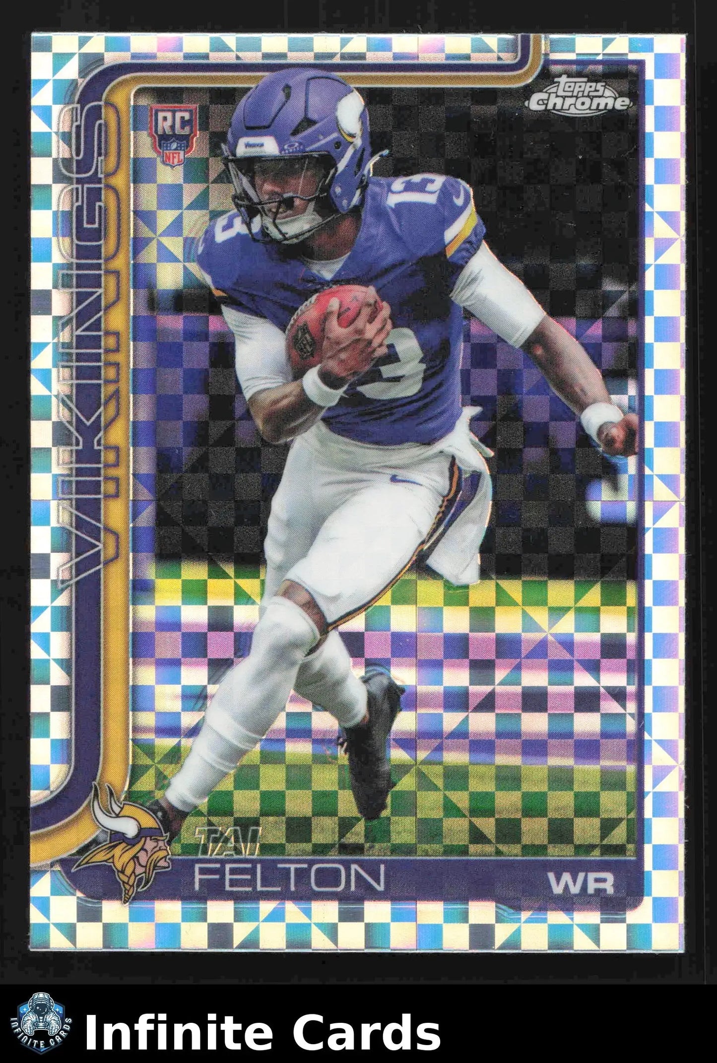 2025 Topps Chrome TAI FELTON #395 X-Fractor Minnesota Vikings RC - Football Card Single
