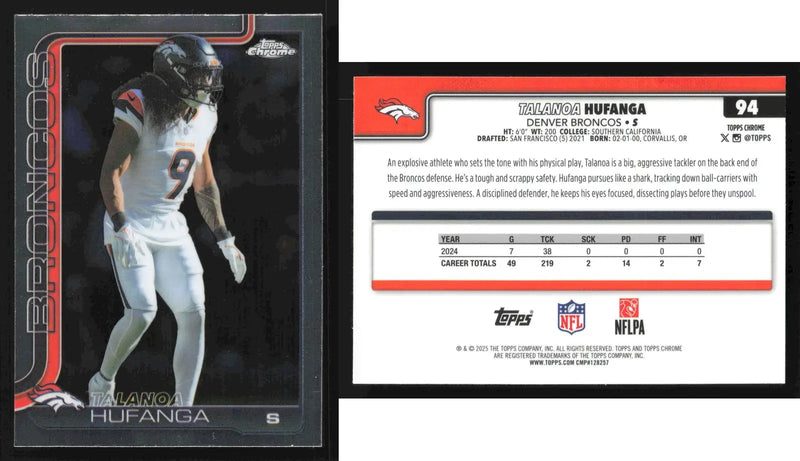 2025 Topps Chrome TALANOA HUFANGA #94 Denver Broncos - Football Card Single