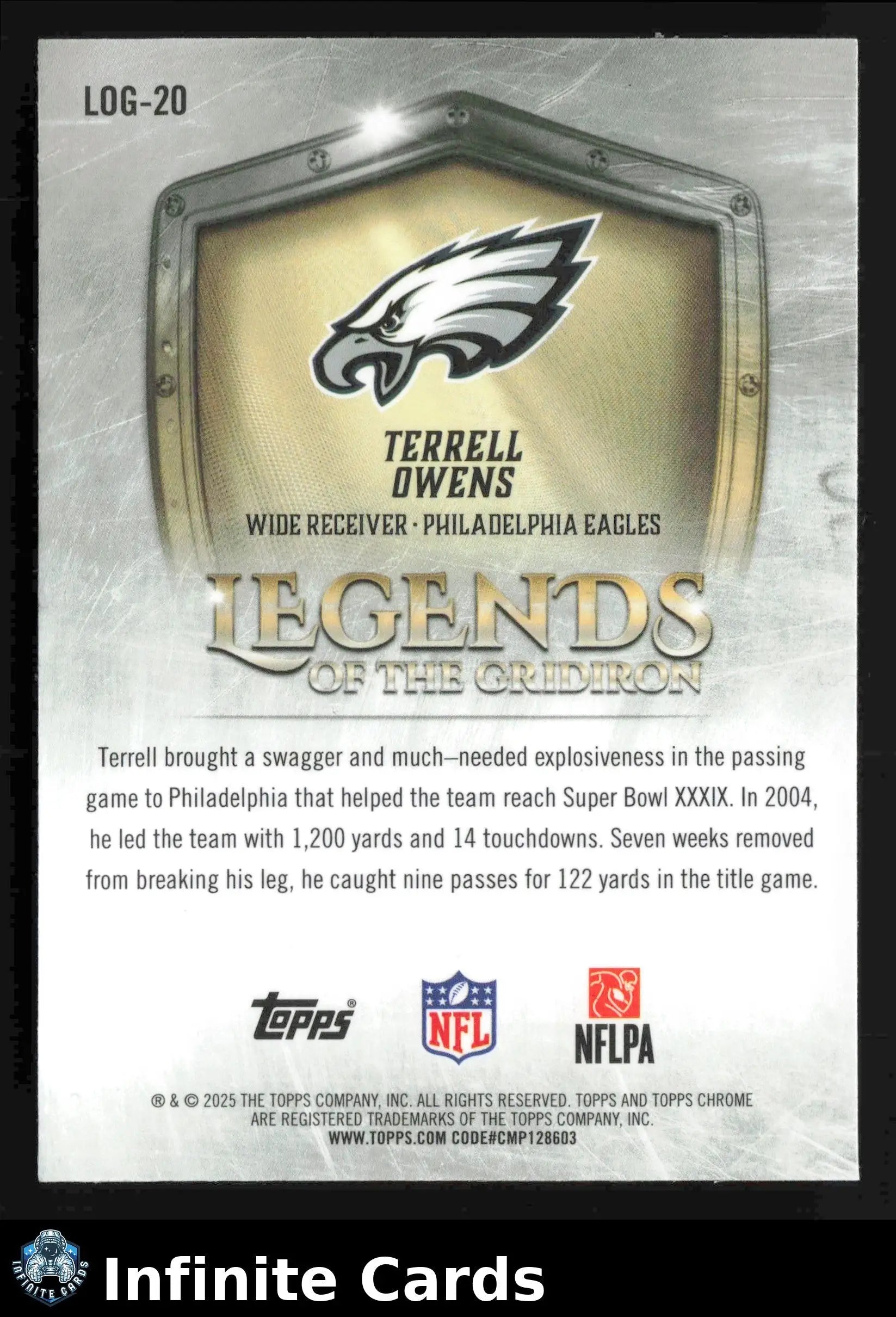 2025 Topps Chrome TERRELL OWENS #LOG-20 Legends of the Gridiron Eagles HOF - Football Card Single