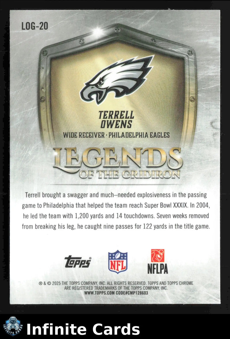 2025 Topps Chrome TERRELL OWENS #LOG-20 Legends of the Gridiron Eagles HOF - Football Card Single