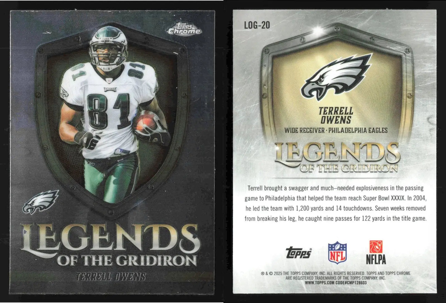 2025 Topps Chrome TERRELL OWENS #LOG-20 Legends of the Gridiron Eagles HOF - Football Card Single