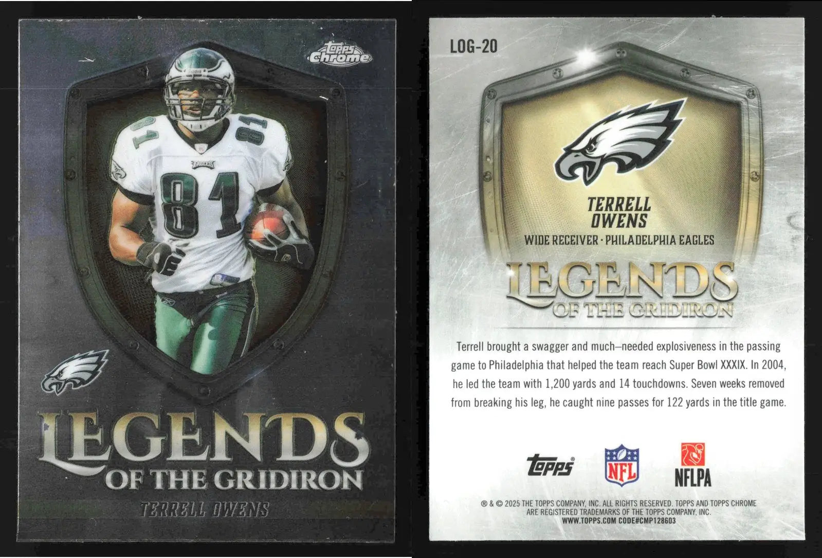 2025 Topps Chrome TERRELL OWENS #LOG-20 Legends of the Gridiron Eagles HOF - Football Card Single